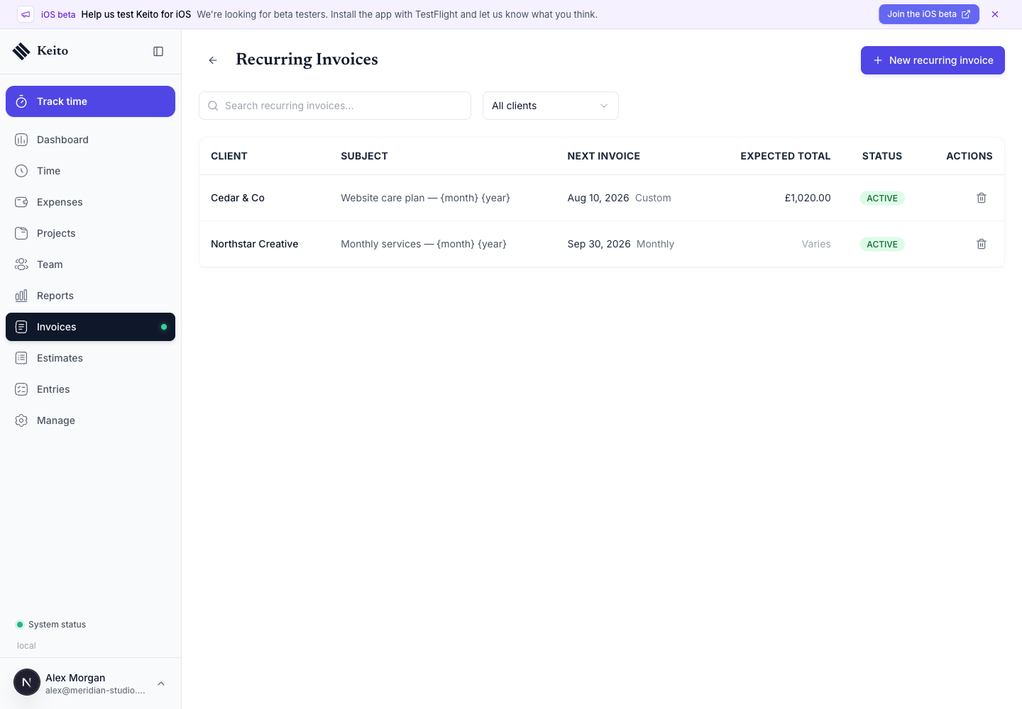 How to Automate Recurring Invoices in Keito: Complete Guide